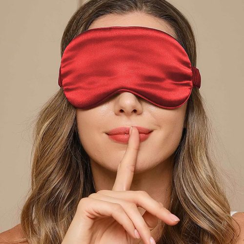 SilkSilky  19Momme Pure Silk Eye Mask DarkRed 002