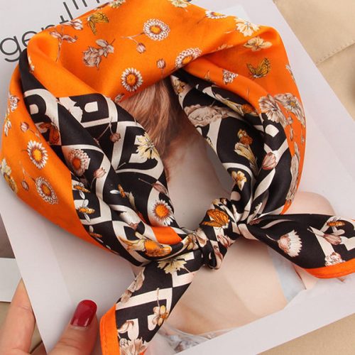 SilkSilky US Pure Silk Scarf Orange 001