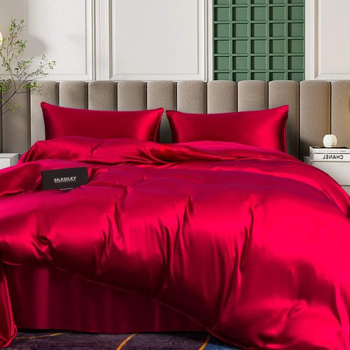 SilkSilky US 25Momme Pure Silk Bedding Set Wine 001