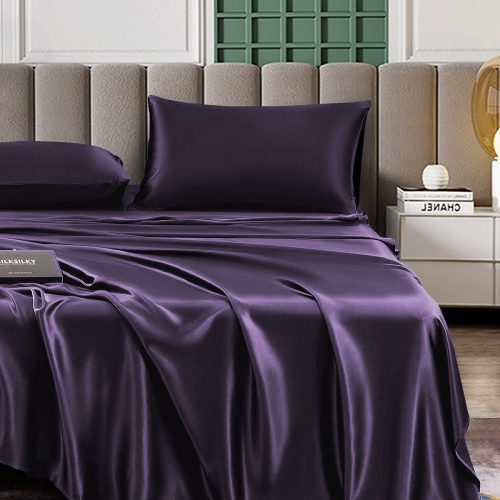 SilkSilky US 25Momme Pure Silk Bedding Set DeepPurple 001