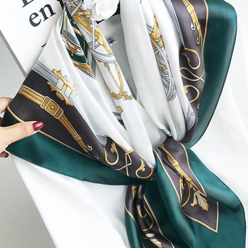 SilkSilky US Pure Silk Scarf DarkGreen 001