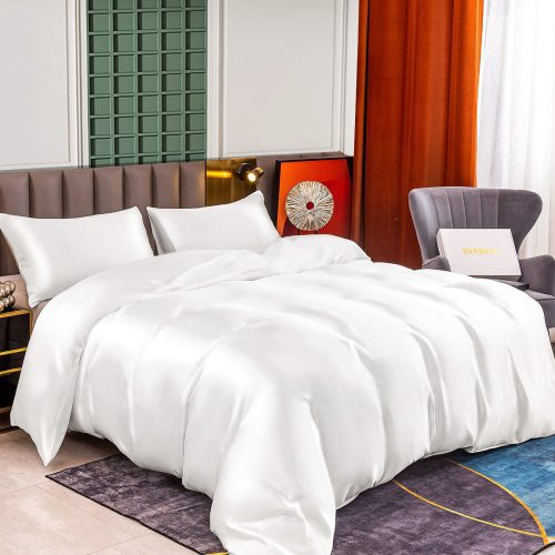 SilkSilky US 25Momme Pure Silk Bedding Set White 001