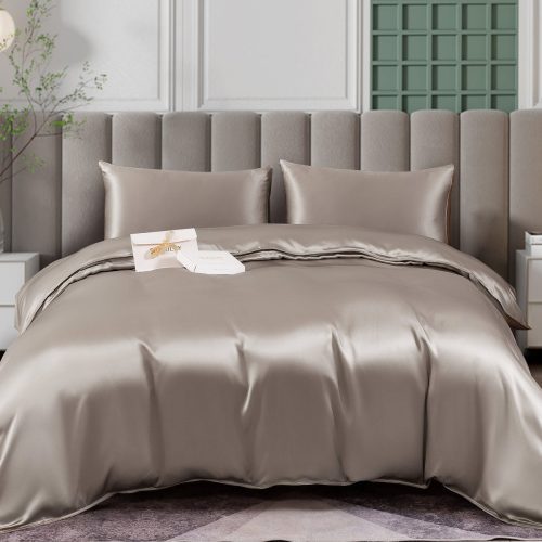 SilkSilky US 25Momme Pure Silk Bedding Set Gray 001