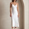 SilkSilky  Pure Silk Sleeveless Round Neck Dress White 001