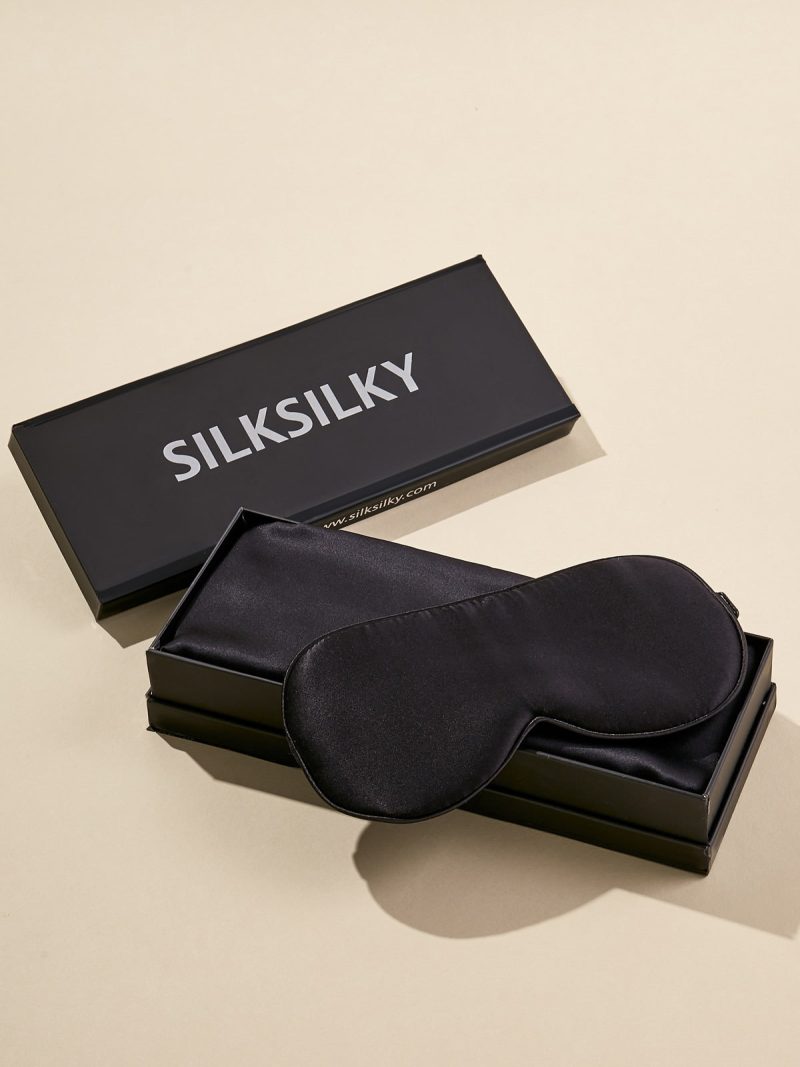 SilkSilky US Pure Silk Scarf Black 001